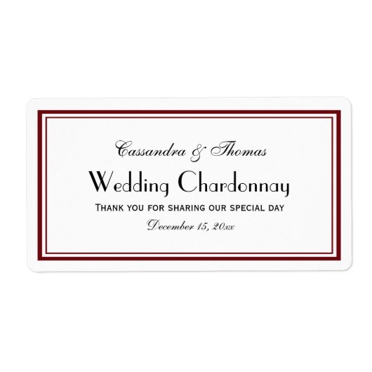 Elegant Wine/Bourgogne omhuld H Wine flesetiket Etiket (Voorkant)