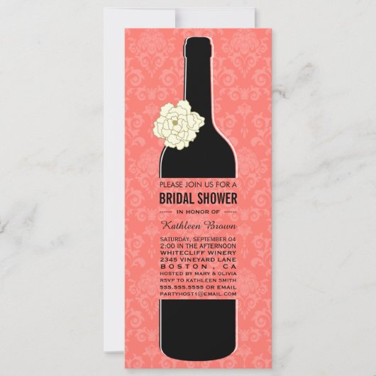 Elegant Wine Bridal Shower Invitations Kaart (Voorkant)