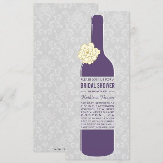 Elegant Wine Bridal Shower Invitations Kaart (Voorkant / Achterkant)