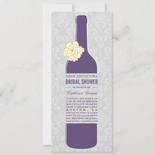 Elegant Wine Bridal Shower Invitations Kaart (Voorkant)