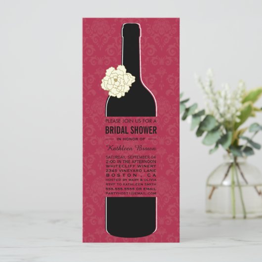 Elegant Wine Bridal Shower Invitations Kaart (Staand voorkant)