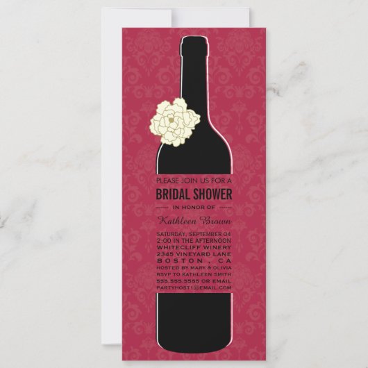 Elegant Wine Bridal Shower Invitations Kaart (Voorkant)