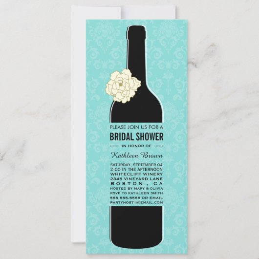 Elegant Wine Bridal Shower Invitations Kaart (Voorkant)