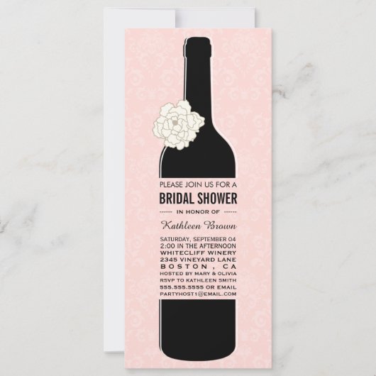 Elegant Wine Bridal Shower Invitations Kaart (Voorkant)