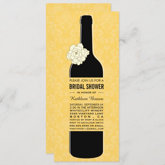 Elegant Wine Bridal Shower Invitations Kaart (Voorkant / Achterkant)