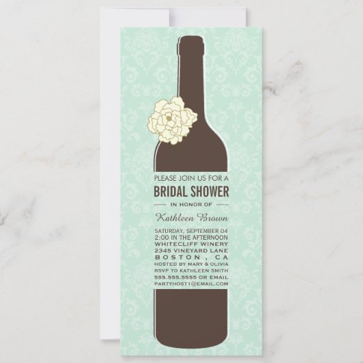 Elegant -Wine Bridal Shower Invitations Kaart (Voorkant)