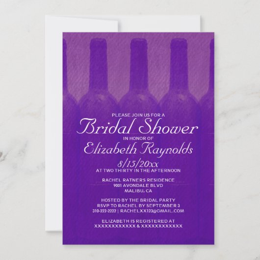 Elegant Wine Flacons Bridal Shower Invitations Kaart (Voorkant)