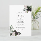 Elegant Wine Floral Beide ouders bruiloft Kaart (Staand voorkant)