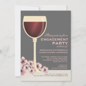 Elegant Wine & Floral Wedding Engagement Party Kaart (Voorkant)
