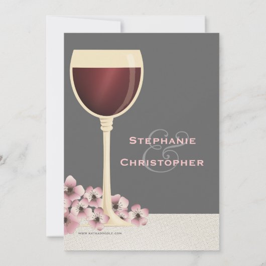 Elegant Wine & Floral Wedding Engagement Party Kaart (Achterkant)