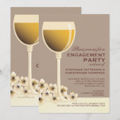 Elegant Wine & Floral Wedding Engagement Party Kaart (Voorkant / Achterkant)