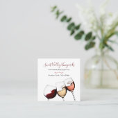 Elegant Wine Glass Burgundy White Vineyard Winery Vierkante Visitekaartje (Staand voorkant)