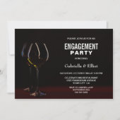 Elegant Wine Glass Engagement Party Kaart (Voorkant)