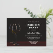 Elegant Wine Glass Engagement Party Kaart (Staand voorkant)