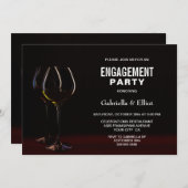 Elegant Wine Glass Engagement Party Kaart (Voorkant / Achterkant)