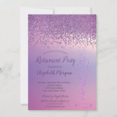 Elegant Wine Glass Paars Diamanten Retirement Kaart (Voorkant)