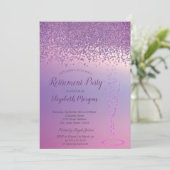 Elegant Wine Glass Paars Diamanten Retirement Kaart (Staand voorkant)