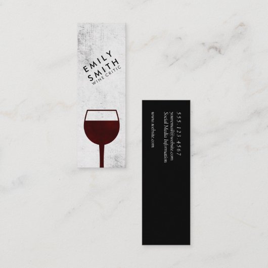 Elegant Wine Glass Rustisch Achtergrond Mini Visitekaartje (Voorkant / Achterkant)