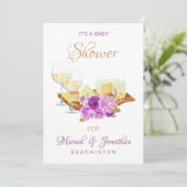 *~* Elegant Wine Glasses Cheeses BABY SHOWER Kaart (Staand voorkant)