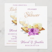 *~* Elegant Wine Glasses Cheeses BABY SHOWER Kaart (Voorkant / Achterkant)