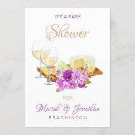 *~* Elegant Wine Glasses Cheeses BABY SHOWER Kaart