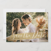 Elegant Wine Gold 2 Foto bewaart de datum van het  Save The Date (Voorkant)