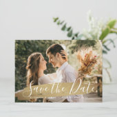 Elegant Wine Gold 2 Foto bewaart de datum van het  Save The Date (Staand voorkant)