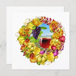 Elegant Wine Herfst Season Harvest Invitation Kaart
