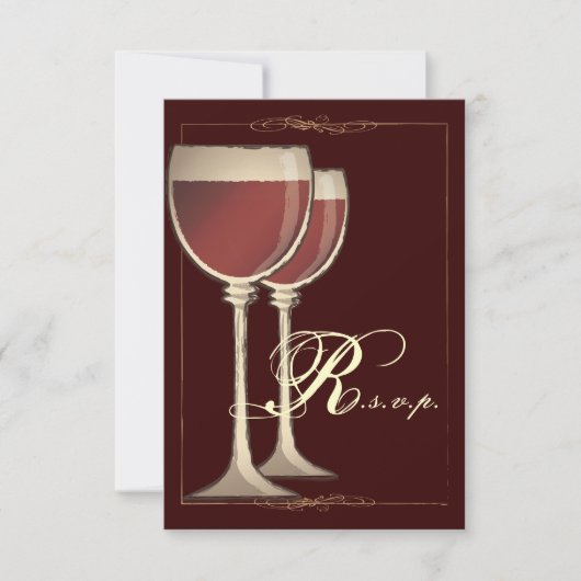 Elegant Wine met RSVP-responskaart van derden RSVP Kaartje (Voorkant)