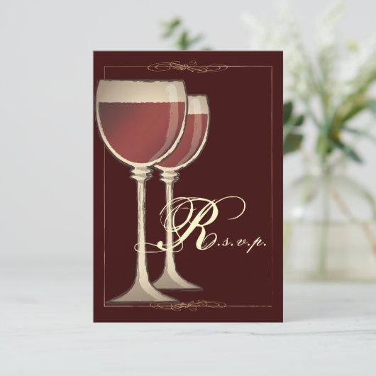 Elegant Wine met RSVP-responskaart van derden RSVP Kaartje (Staand voorkant)