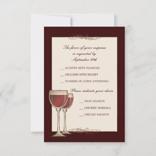Elegant Wine met RSVP-responskaart van derden RSVP Kaartje (Achterkant)