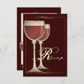 Elegant Wine met RSVP-responskaart van derden RSVP Kaartje (Voorkant / Achterkant)