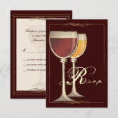 Elegant Wine met RSVP-responskaart van derden RSVP Kaartje (Voorkant / Achterkant)