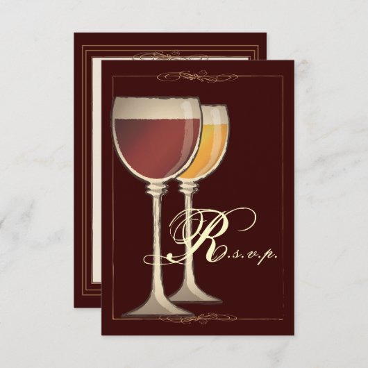 Elegant Wine met RSVP-responskaart van derden RSVP Kaartje (Voorkant / Achterkant)