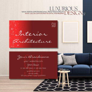 Elegant Wine Red Chic Glitter Stars met Initialen Visitekaartje
