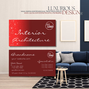 Elegant Wine Red Chic Glitter Stars met Logo Visitekaartje