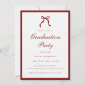 Elegant Wine Red Coquette Bow Graduation Party Kaart (Voorkant)