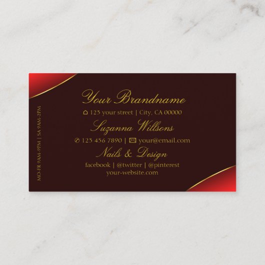Elegant Wine Red met Gold Border en Logo Stijlvol Visitekaartje (Achterkant)