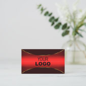 Elegant Wine Red met Gold Border en Logo Stijlvol Visitekaartje (Staand voorkant)