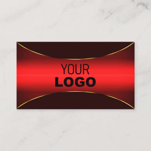 Elegant Wine Red met Gold Border en Logo Stijlvol Visitekaartje (Voorkant)