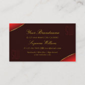 Elegant Wine Red met Gold Border en Monogram Visitekaartje (Achterkant)