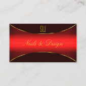 Elegant Wine Red met Gold Border en Monogram Visitekaartje (Voorkant)