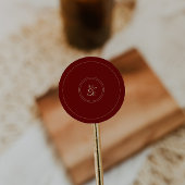 Elegant Wine Red Monogram Wedding Initials Ronde Sticker