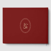 Elegant Wine Red Script Monogram Wedding Gastenboek (Achterkant)