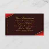 Elegant Wine Red Shimmery Gold Border en Monogram Visitekaartje (Achterkant)
