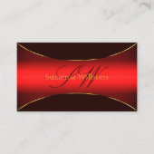 Elegant Wine Red Shimmery Gold Border en Monogram Visitekaartje (Voorkant)