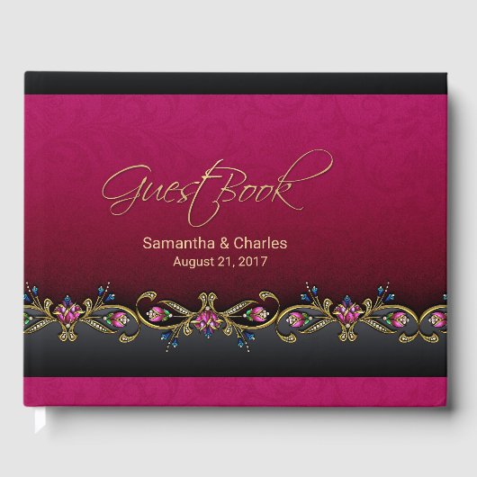 Elegant Wine Red Wedding Guest Book Gastenboek (Voorkant)