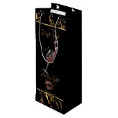 Elegant Wine Sips and Rosey Lips - Hartelijk dank Wijn Cadeautas (Achterkant Gekanteld)