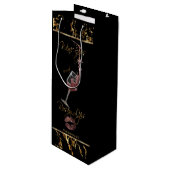 Elegant Wine Sips and Rosey Lips - Hartelijk dank Wijn Cadeautas (Voorkant Gekanteld)