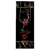 Elegant Wine Sips en Red Lips - Hartelijk dank Wijn Cadeautas (Voorkant)